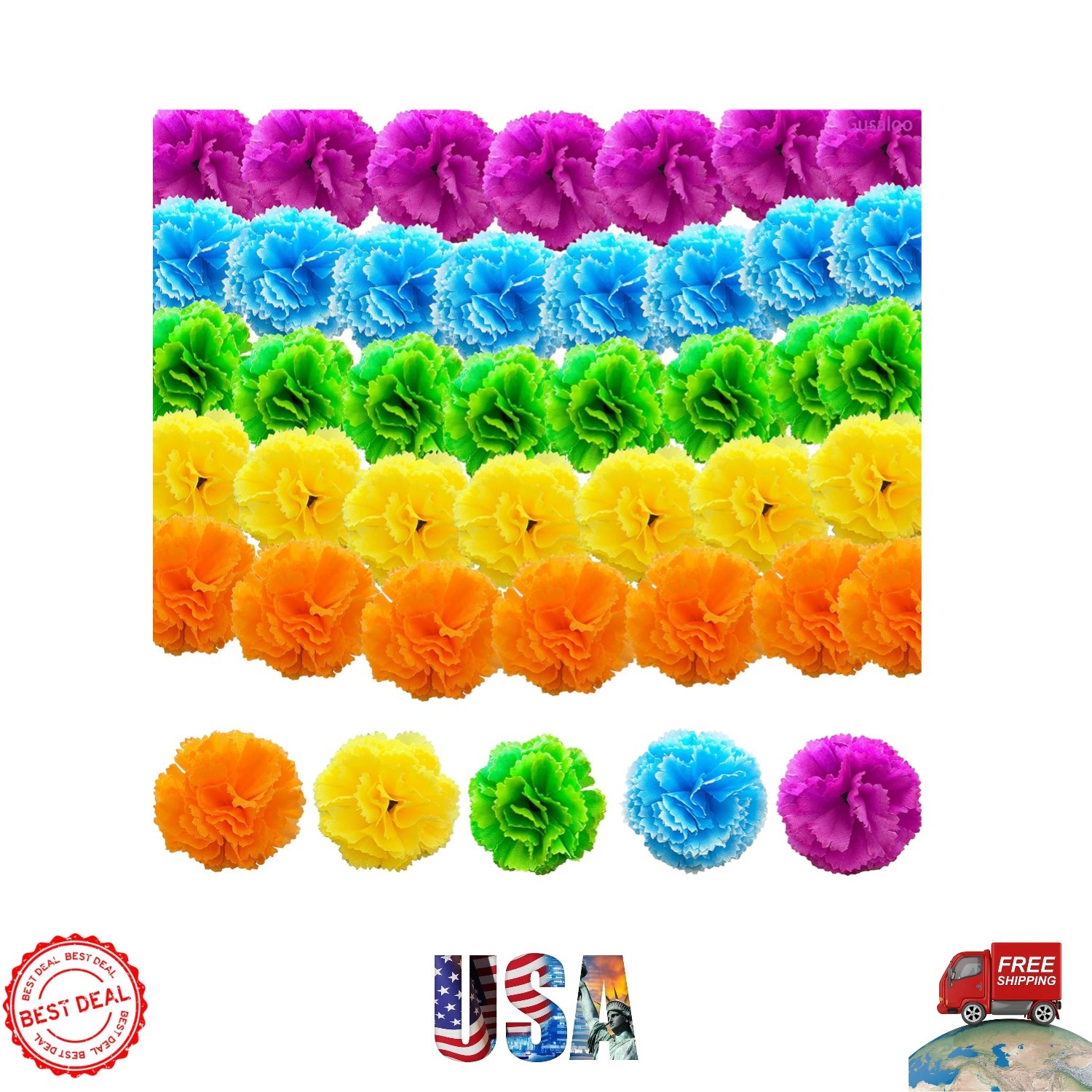 Decorative Silk Marigold Flowers for Diwali, Halloween, and Celebrations