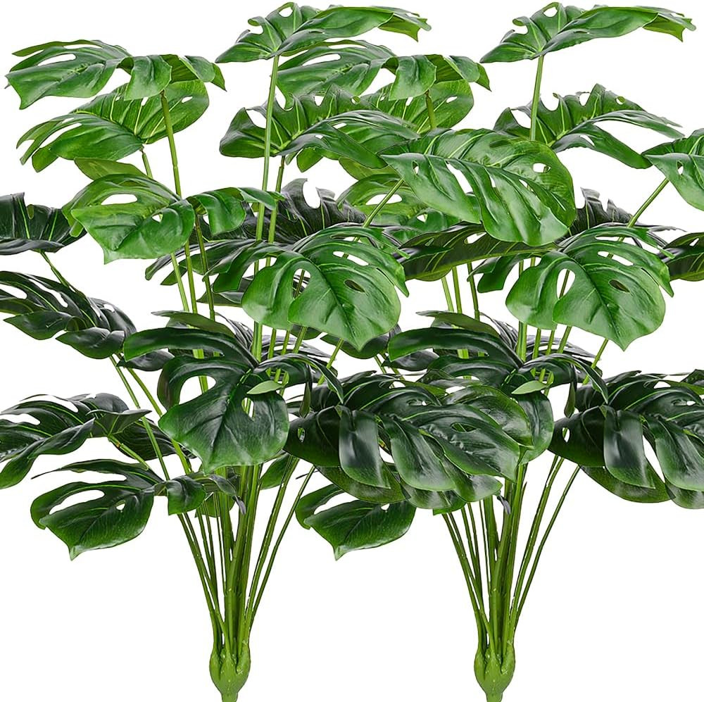 Large Faux Monstera Palm Leaves – UV Resistant Outdoor Decor (2 Pcs)