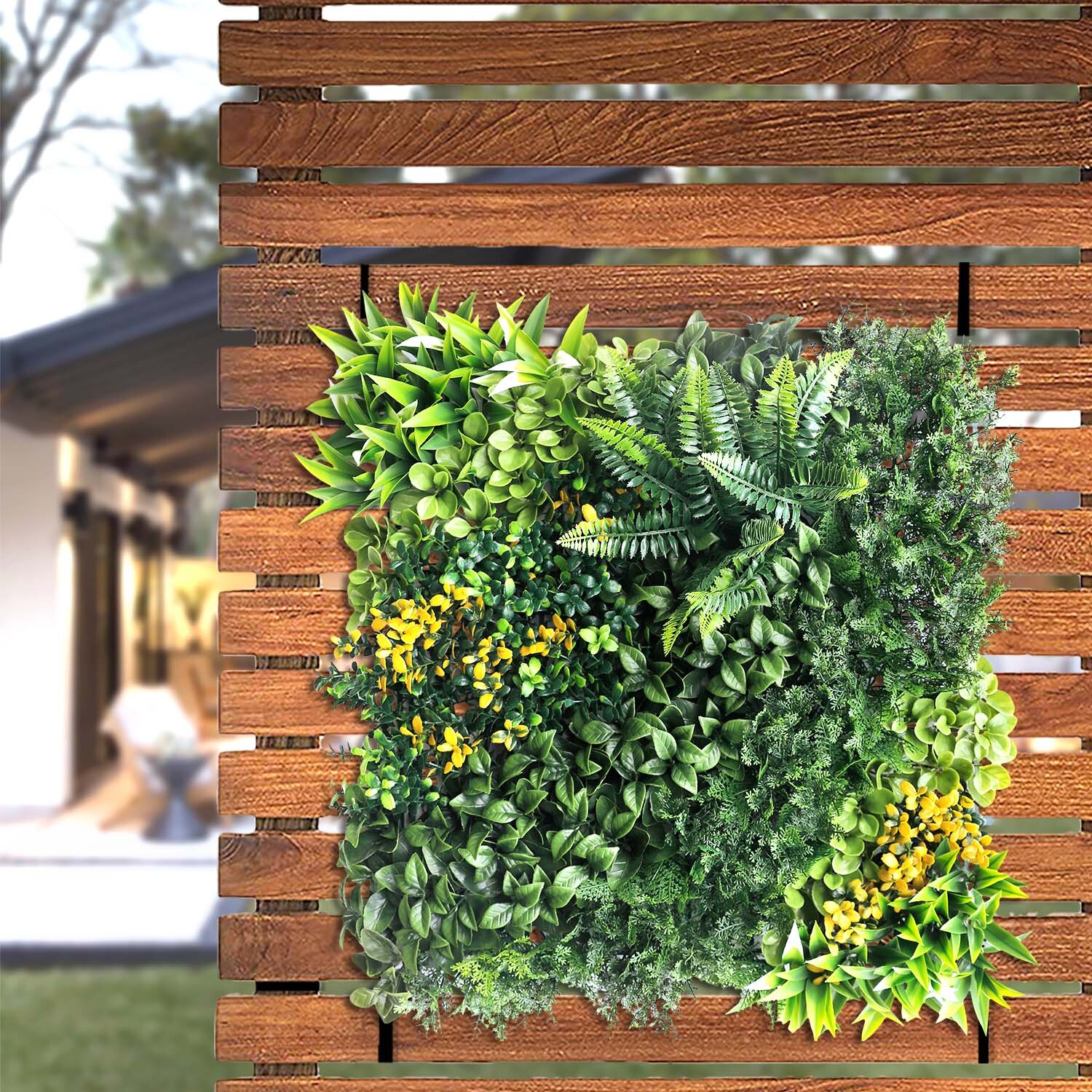 20″ Artificial Faux 3D Mix Leaves Wall Panel Fence Screen Home Outdoor Decor #08