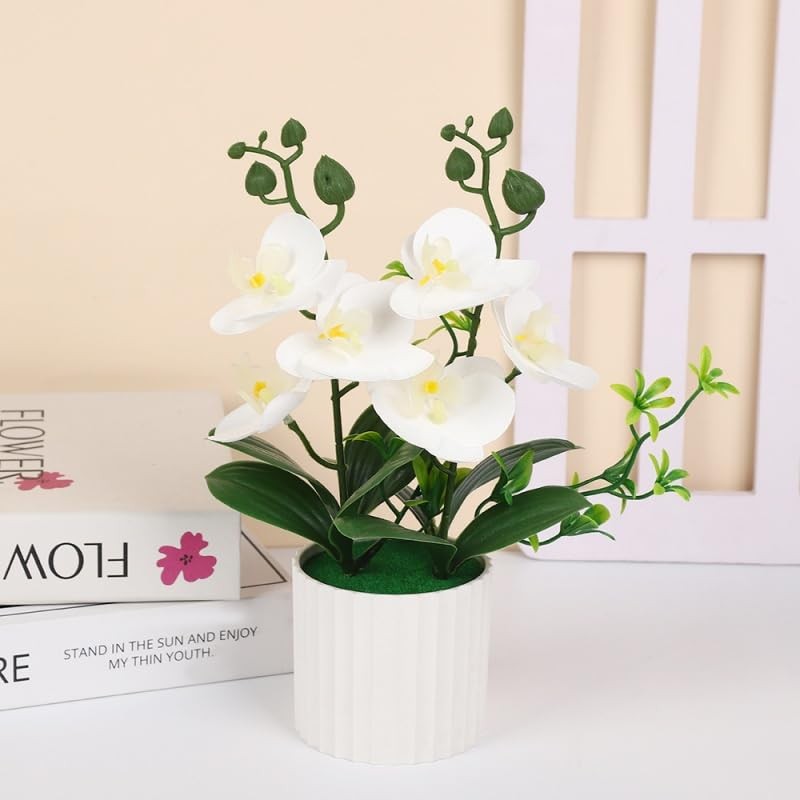 Artificial Orchid in Pot 11.2“ Real Touch Butterfly Orchid Flowers in Vase Fa…