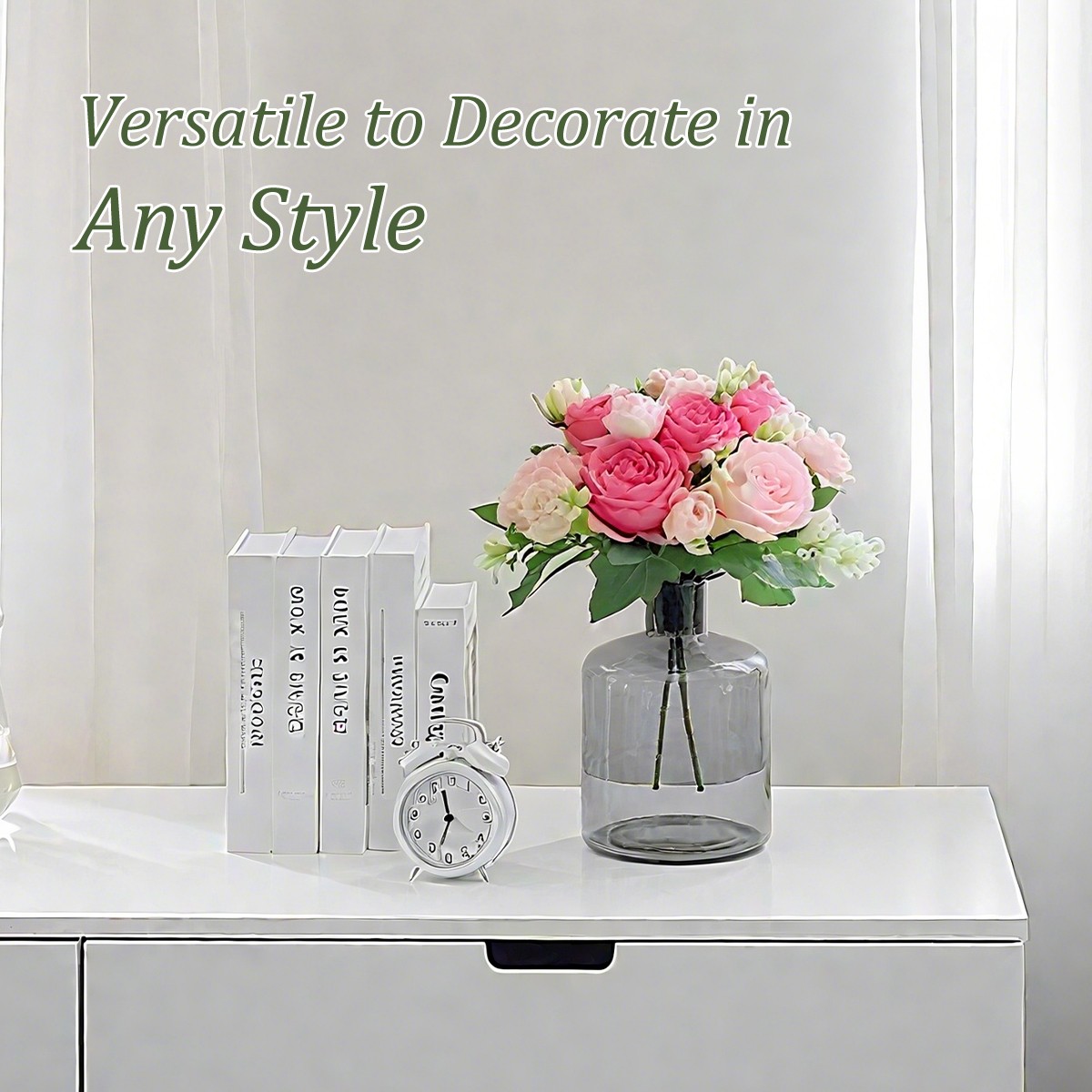 4 Bundles Pink Peony Fake Artificial Flowers Bouquet For Wedding Decoration