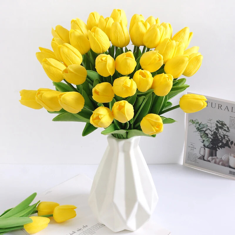 New 5/10Pieces Of Artificial Plant Tulip Soft Pole Room Dining Table Decoration