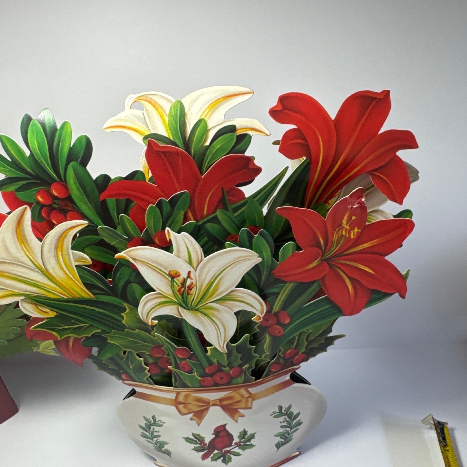 Freshcut Paper 3D Pop Up Flower Bouquets 2ct Red White Christmas Holiday Decor
