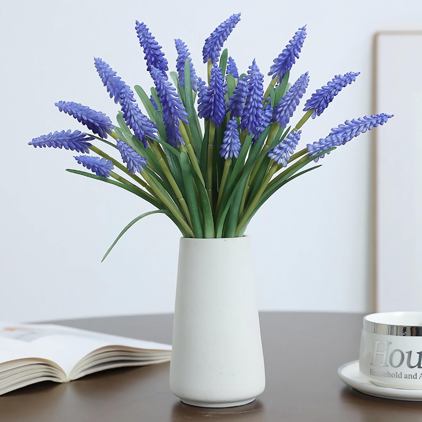 10pcs Artificial Grape Hyacinth 12″ Latex Fake Muscari Faux Hyacinth for Vase…