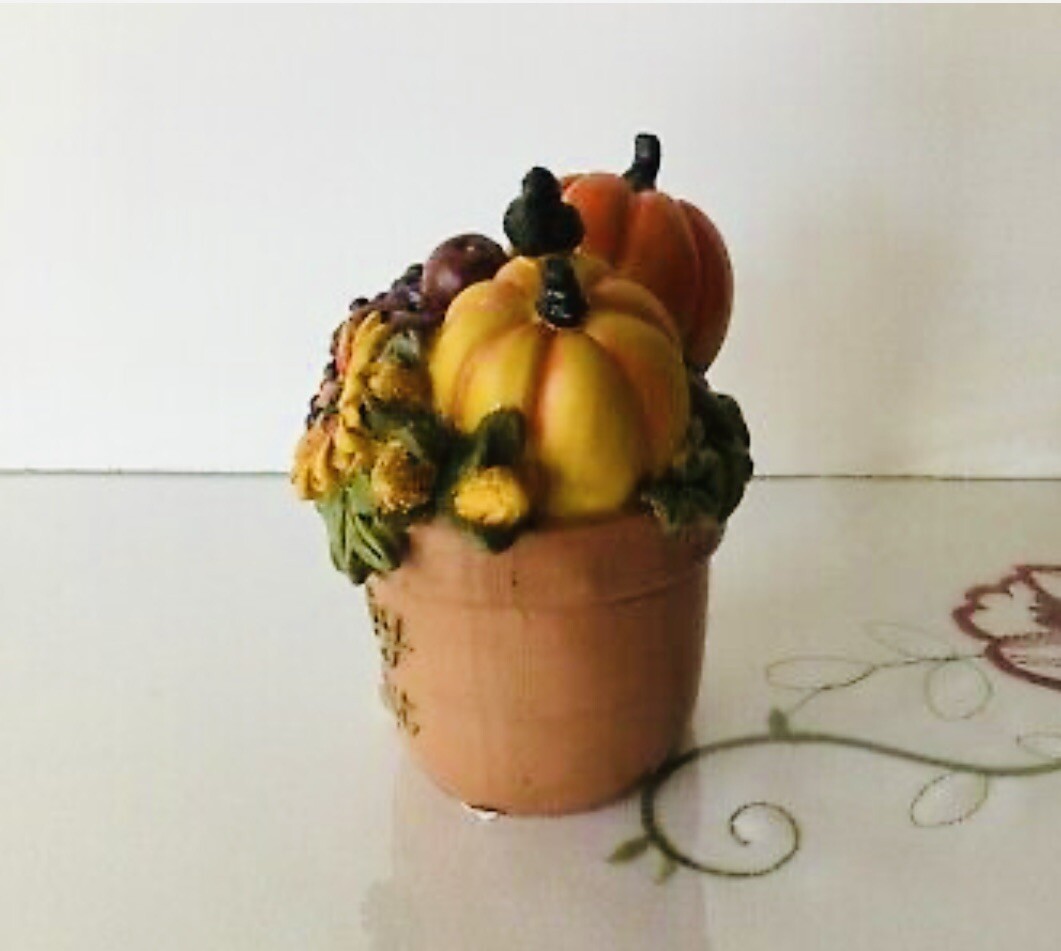 TABLE DECOR MINI POT DECOR TOP FRUIT PUMPKIN SUN FLOWERS TABLE DECOR RESIN