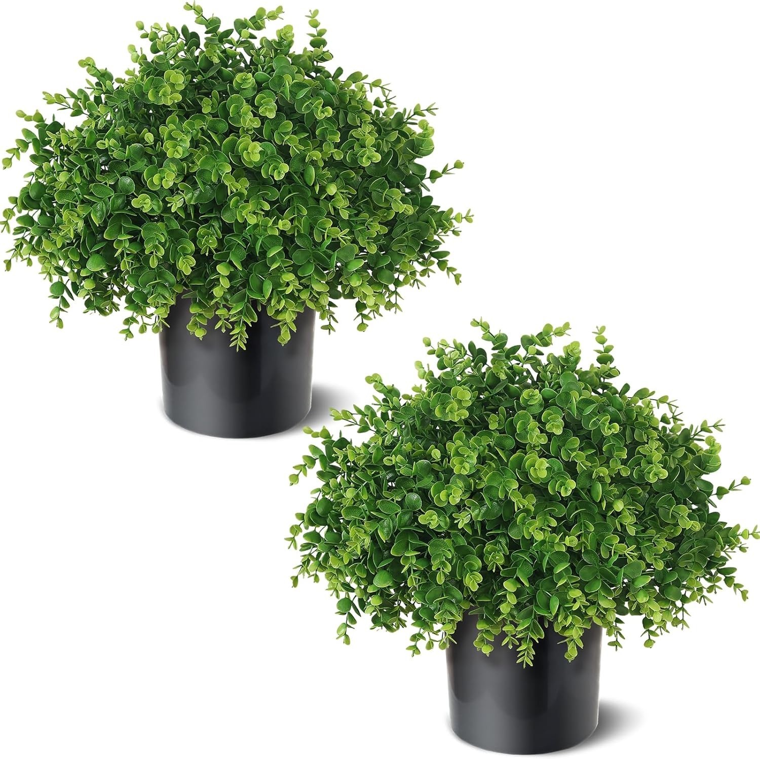 2 Set Real Touch Artificial Eucalyptus Topiary Trees for Outdoor Decor – 16″ …