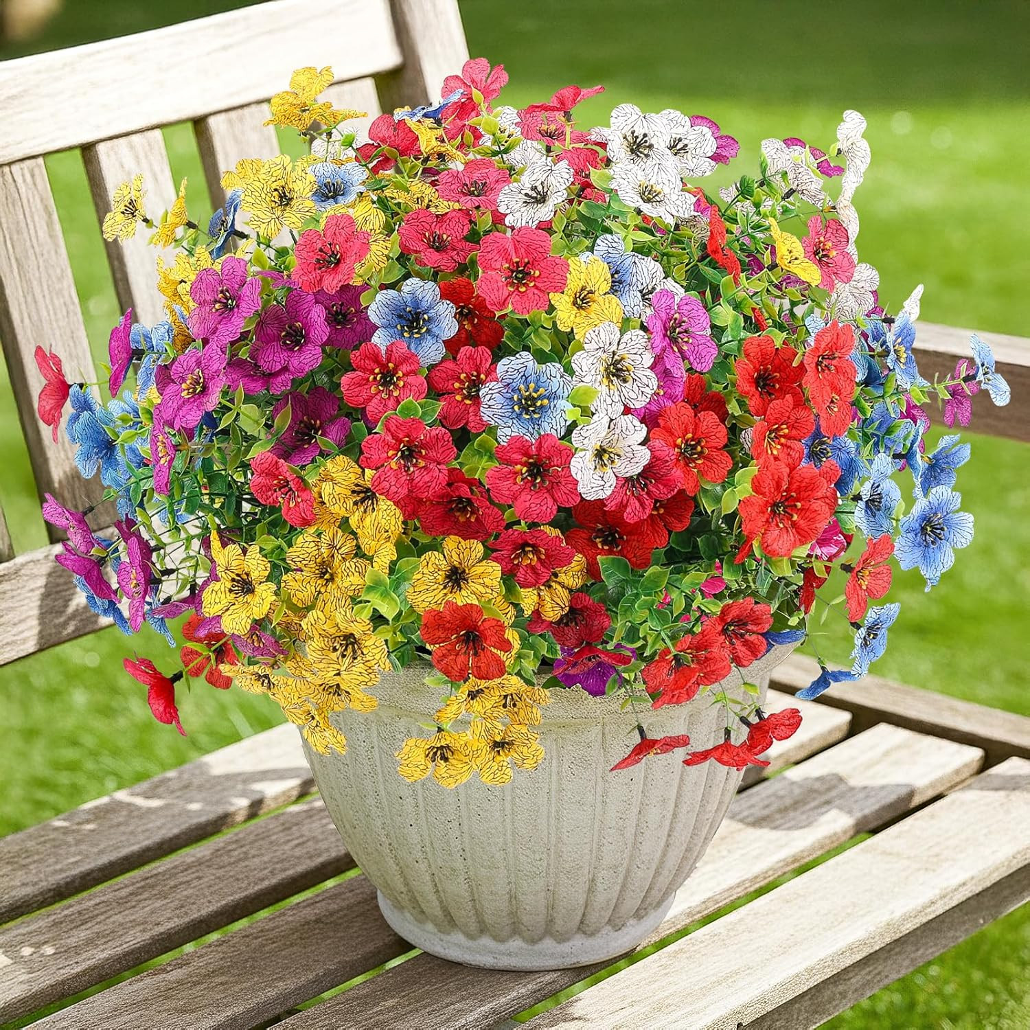 ATTGREAT Artificial Flowers Outdoors Faux Plants UV Resistant Fake Flowers Daisy