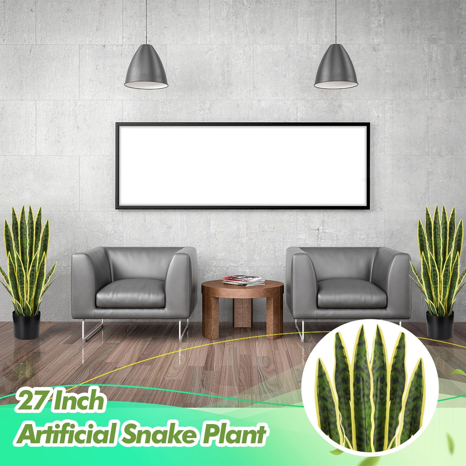 Crowye Tall Artificial Snake Plant Faux Sansevieria Plant Large Fake Snake Bu…