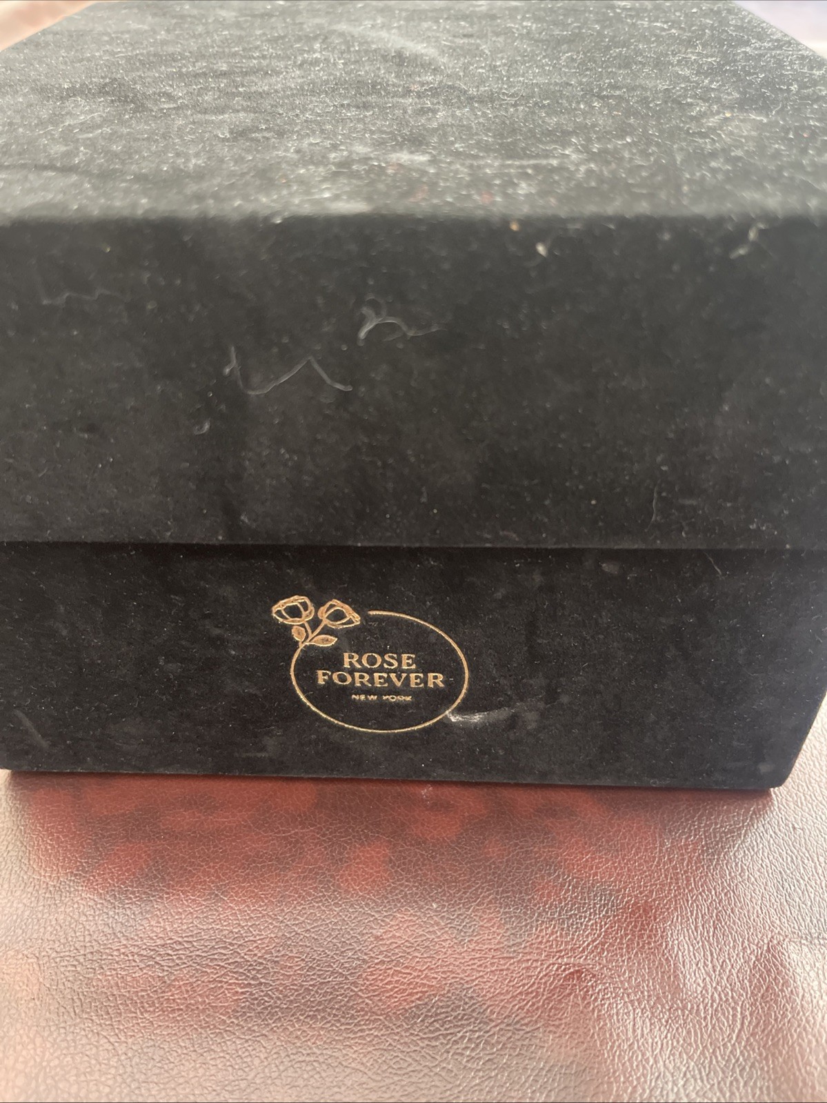 Rose Forever New York 9 Red Roses Black Velvet Square Flower Box Display Decor