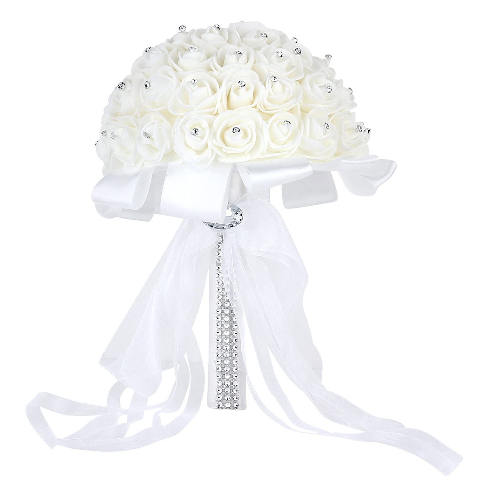 Wedding Bridal Bouquet, Handmade Crystal Ribbon Rhinestone Wedding Bridesmaid…