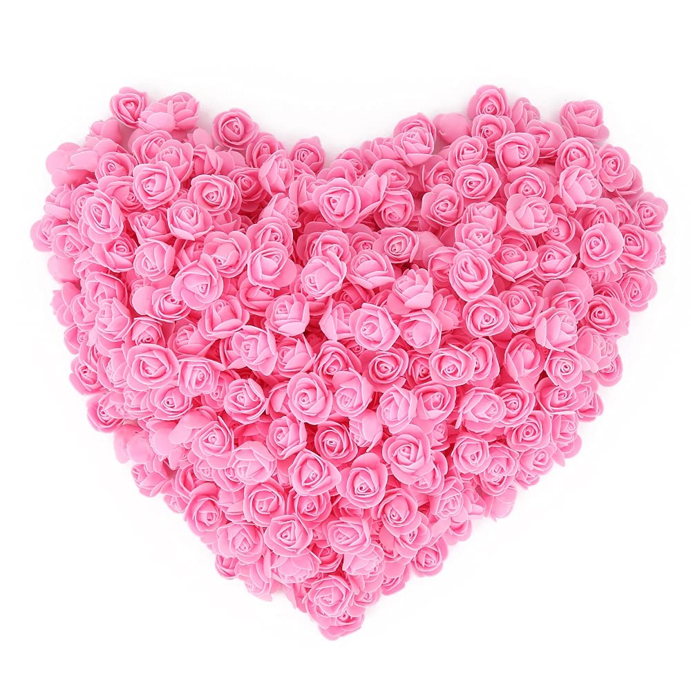 500 PCS Pink Mini Foam Artificial Rose Head Fake Flower DIY Craft Wedding