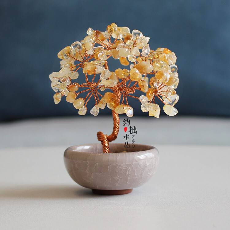 Natural Pink Crystal Peach Tree Ornaments Birthday Gift Lovely Gift Ornaments