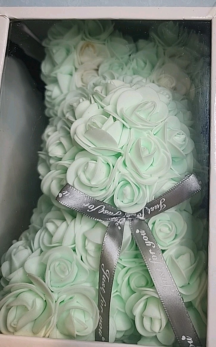 Always And Forever Flower Bunny Green Rose With Box New- Artificial Flowers