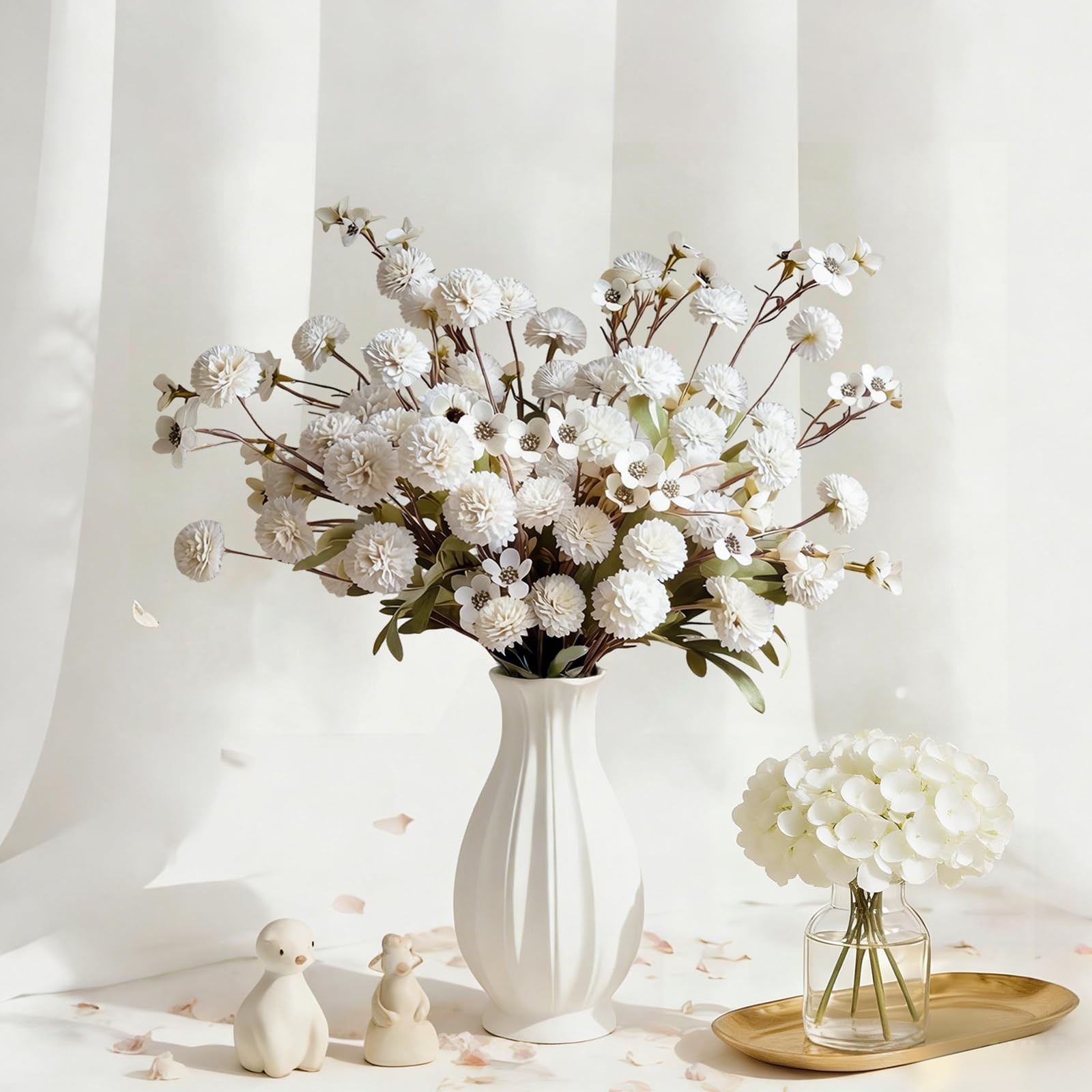13Pcs Faux Kiku Flowers for Vase – Long Stem Artificial Flowers with Wax, Fak…