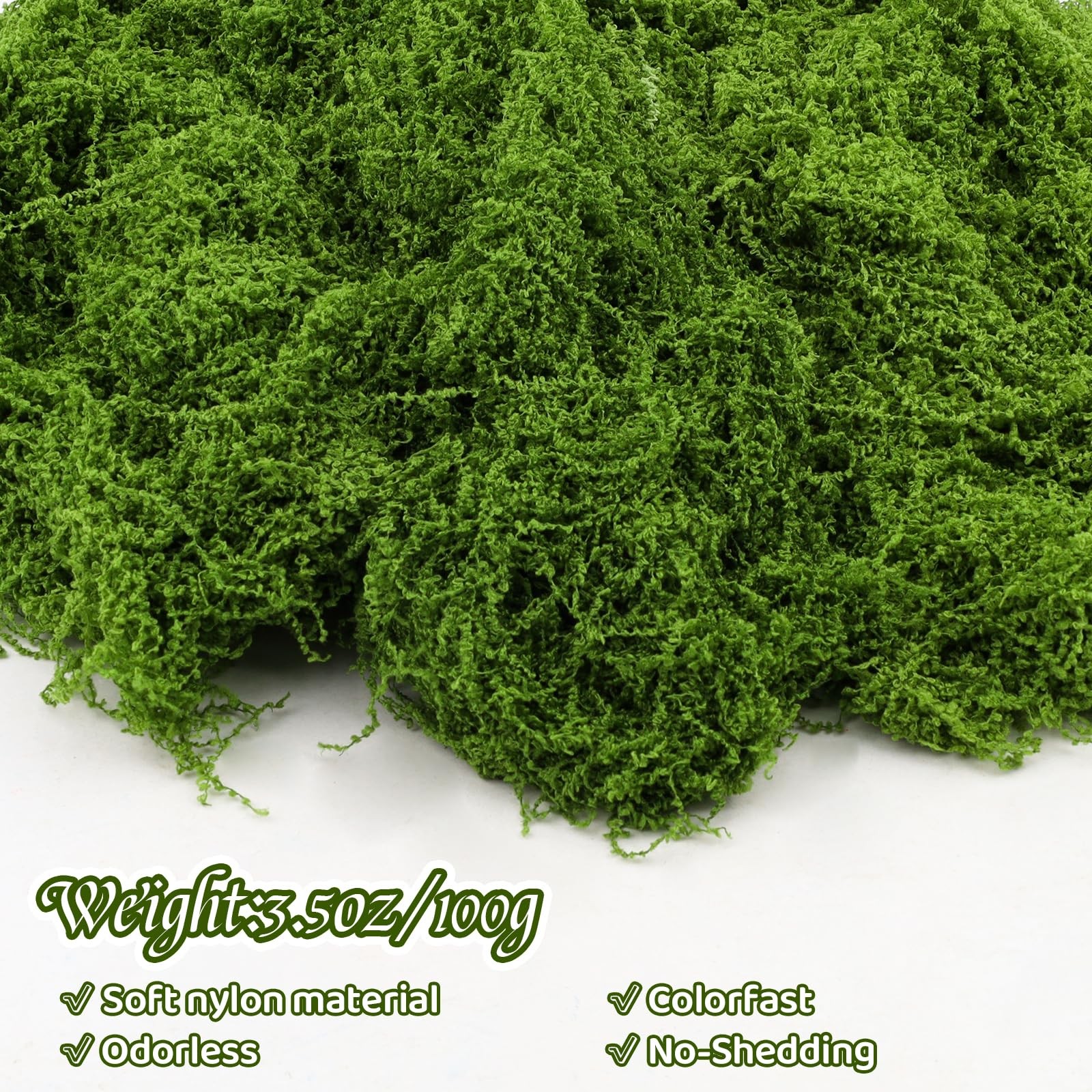 3.5 Oz Green Fake Moss for Decorating, Realistic Artificial Moss for Crafts