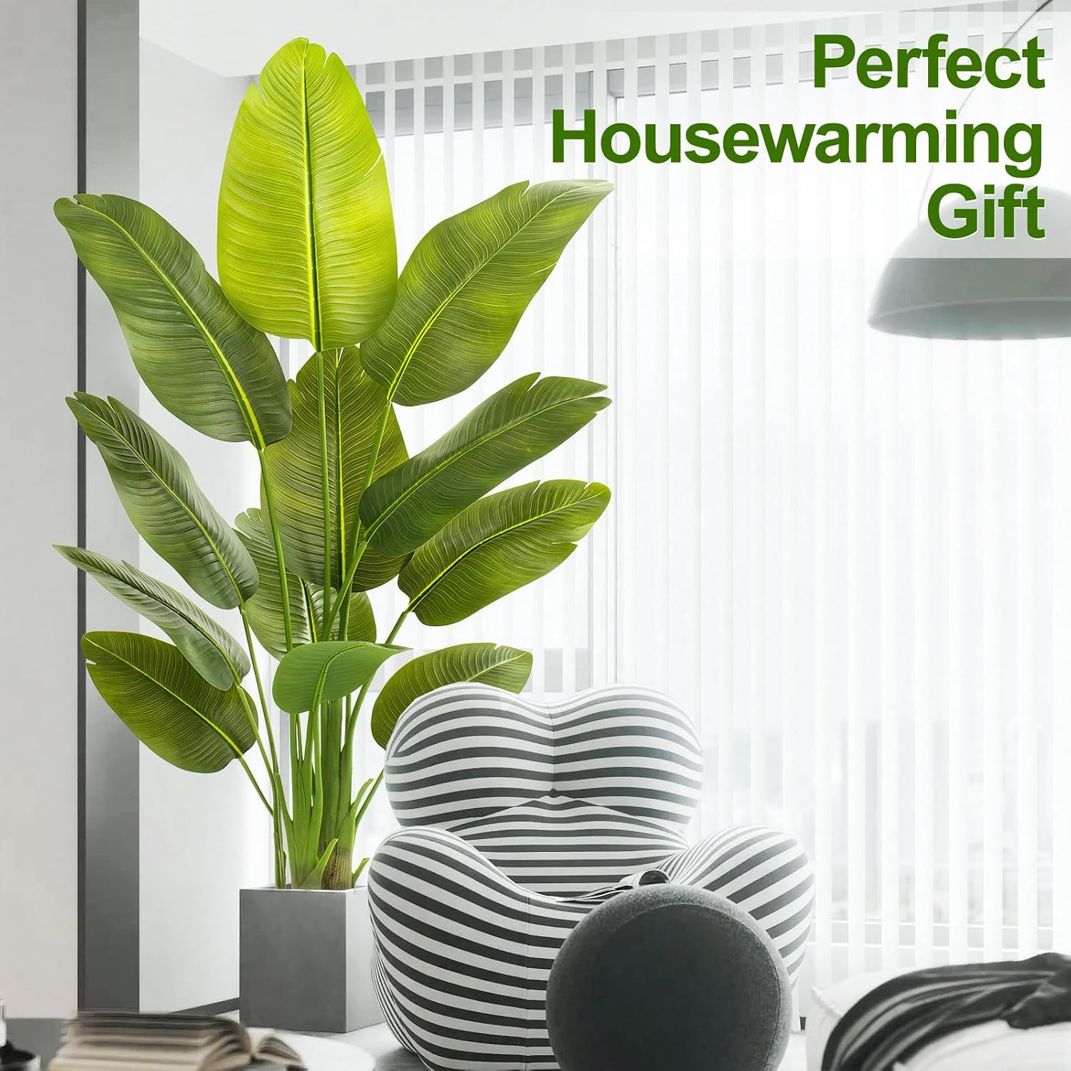 Lifelike Bird of Paradise Artificial Plant,5Ft Faux Banana Leaf Tree with 12 Tr