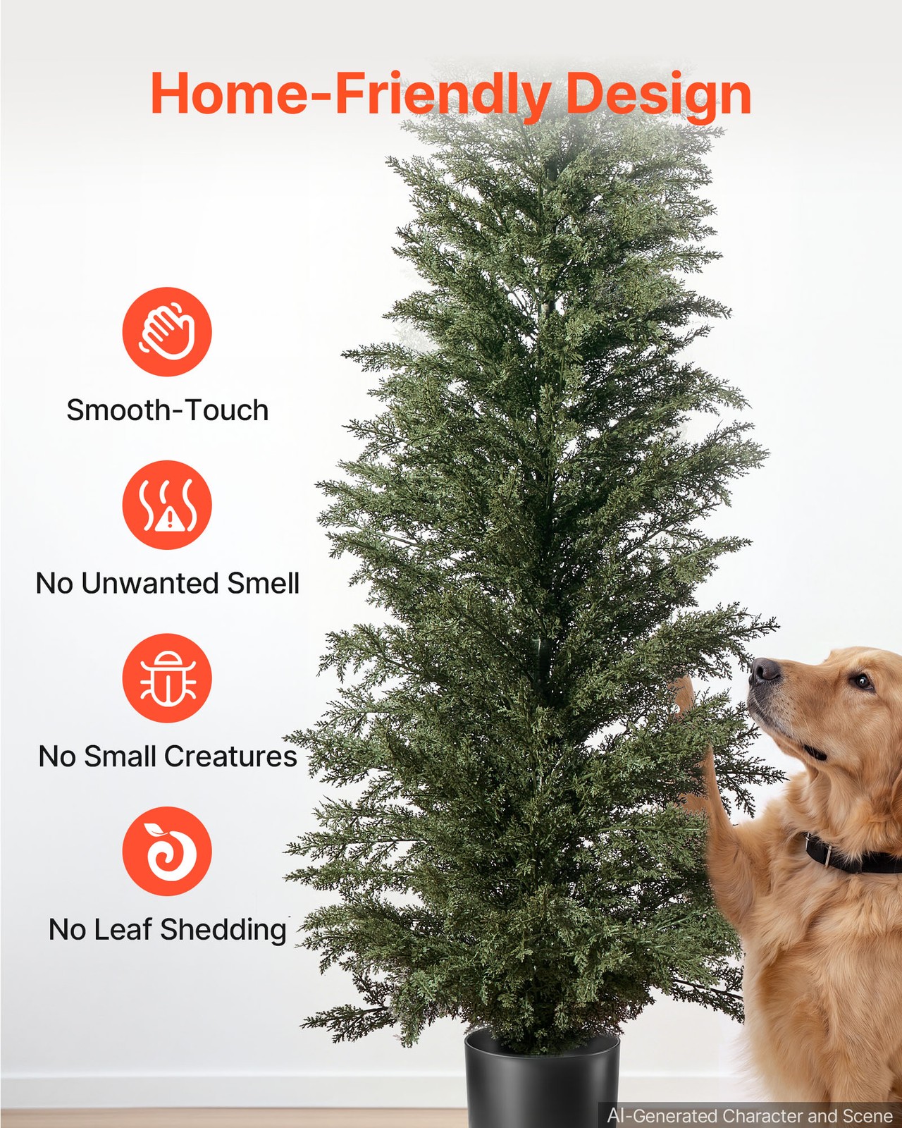 VEVOR Artificial Topiary Cedar Tree 8 ft Set of 2 with Pot Greenery Decor PE