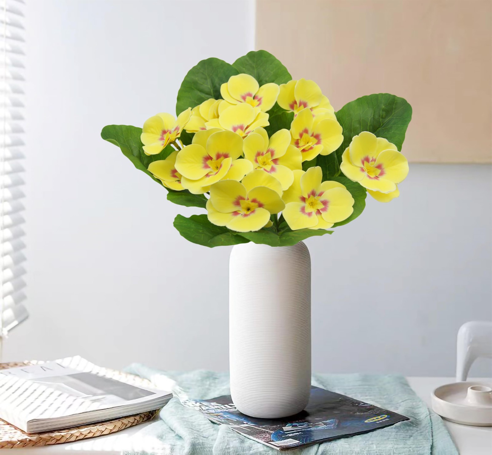2PCS Artificial Pansy Flowers Spring Floral Arrangement Home Silk Flowers UV …