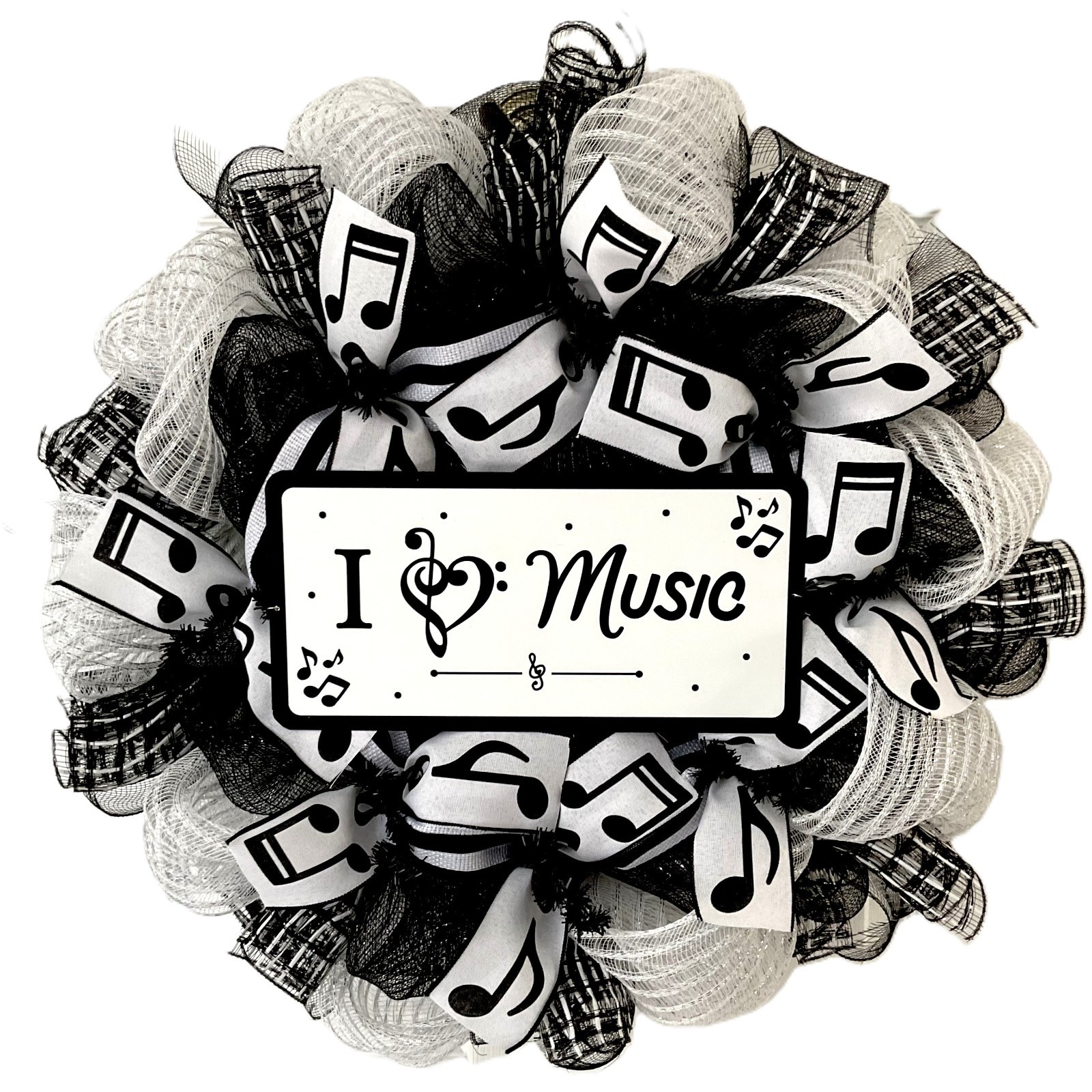 I Love Music Handmade Deco Mesh Wreath