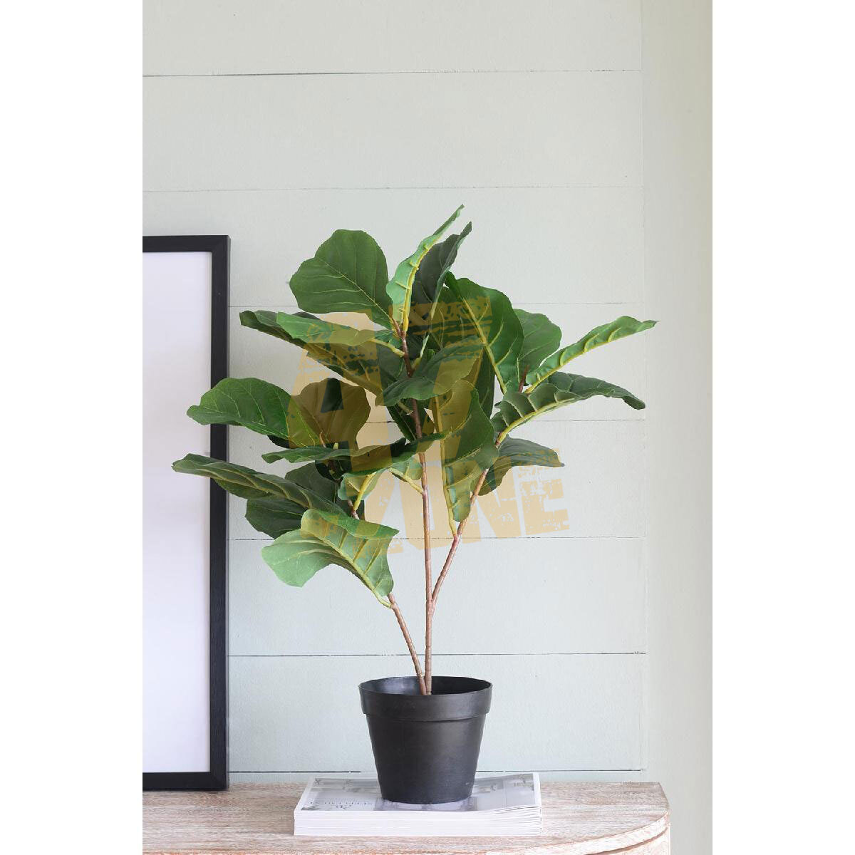 Faux Potted Fiddle Leaf Tree Green Black Artifical Garden Indoor Outdoor Plant