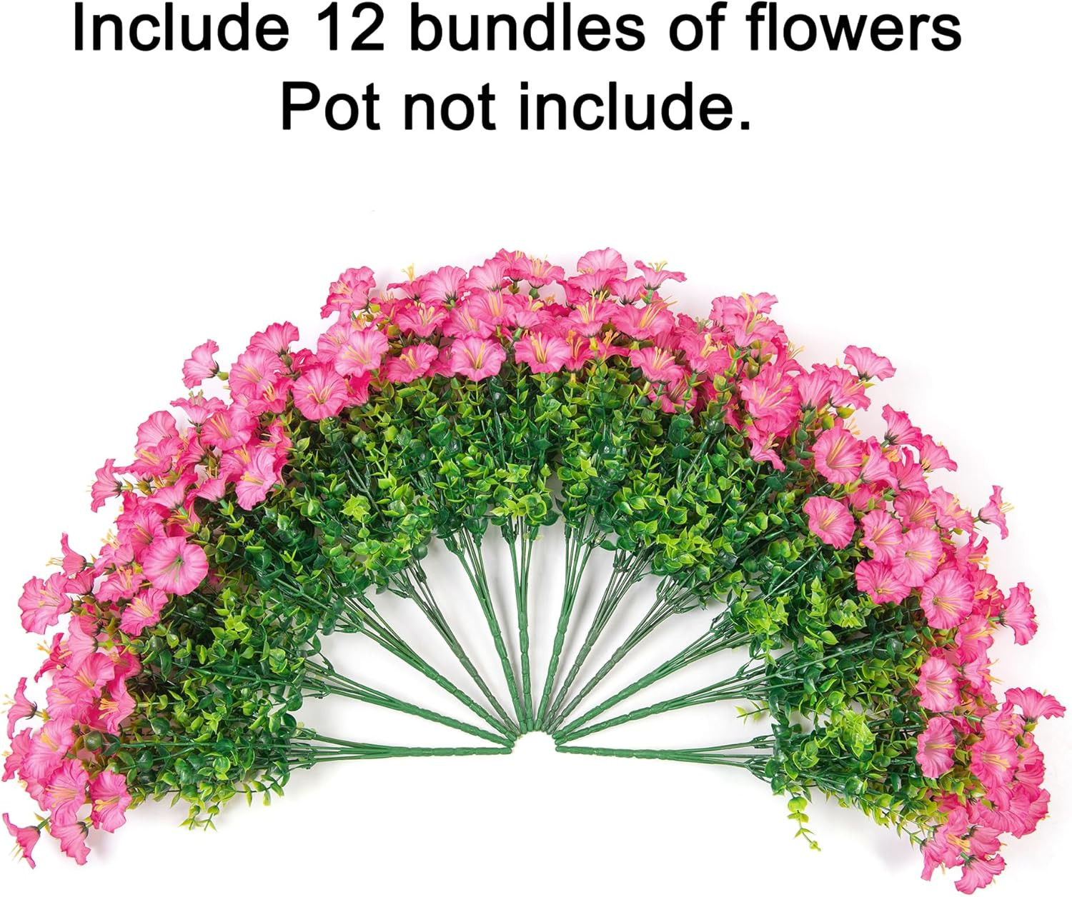 Artificial Fake Spring Outdoor Plants Flowers, 12 Bundles Gradient Pink