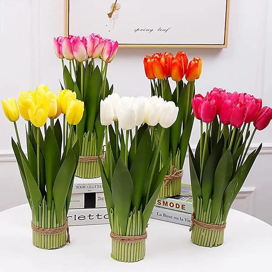 Artificial Tulip Bouquet Real Touch Fake Flowers Table Centerpieces Home Decor