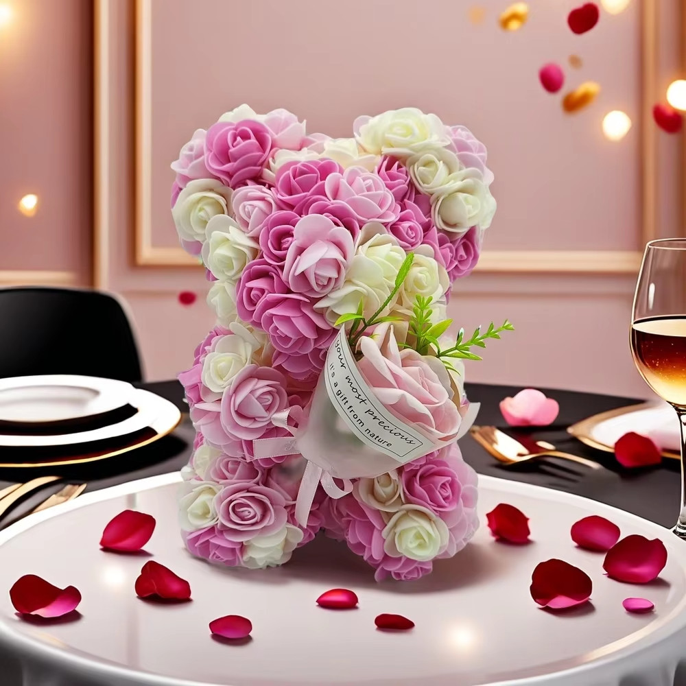 1 Piece Artificial Rose Bear with Hand Corsage, Mother Day Gift