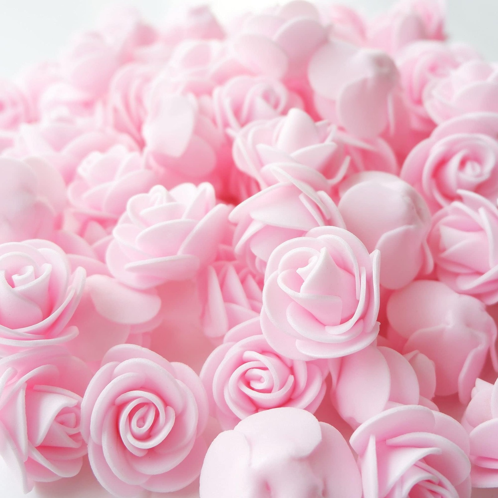 Light Pink Artificial Foam Roses Fake Flowers Decor 3.5cm/1.38in 100 PCS Pack