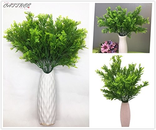 Artificial Shrubs Bushes, Plastic Fern Leaves Simulation Faux Fern Grass-4 Pcs