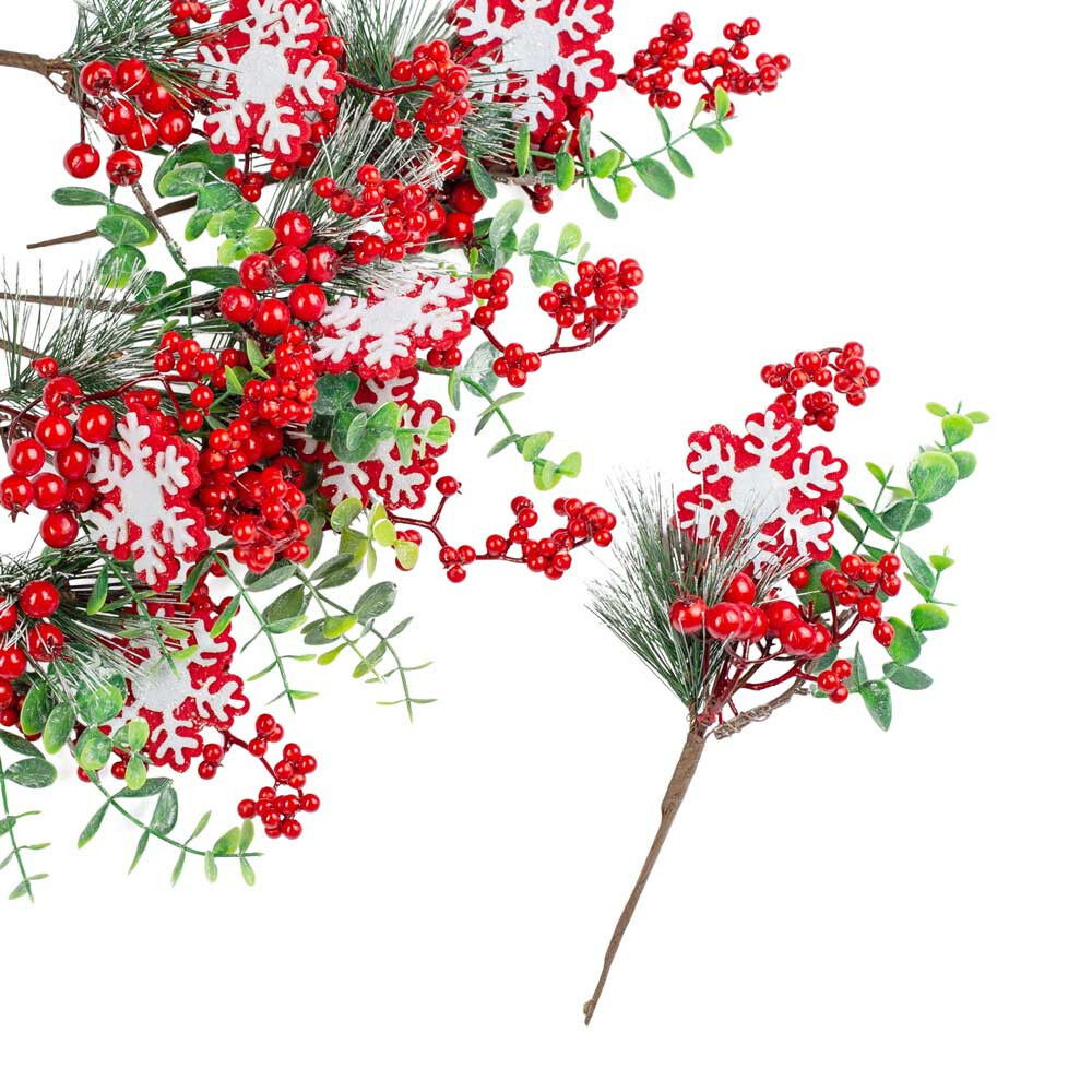 Package of 12 Artificial Berry and Snowflake 10″ Winter Floral Picks