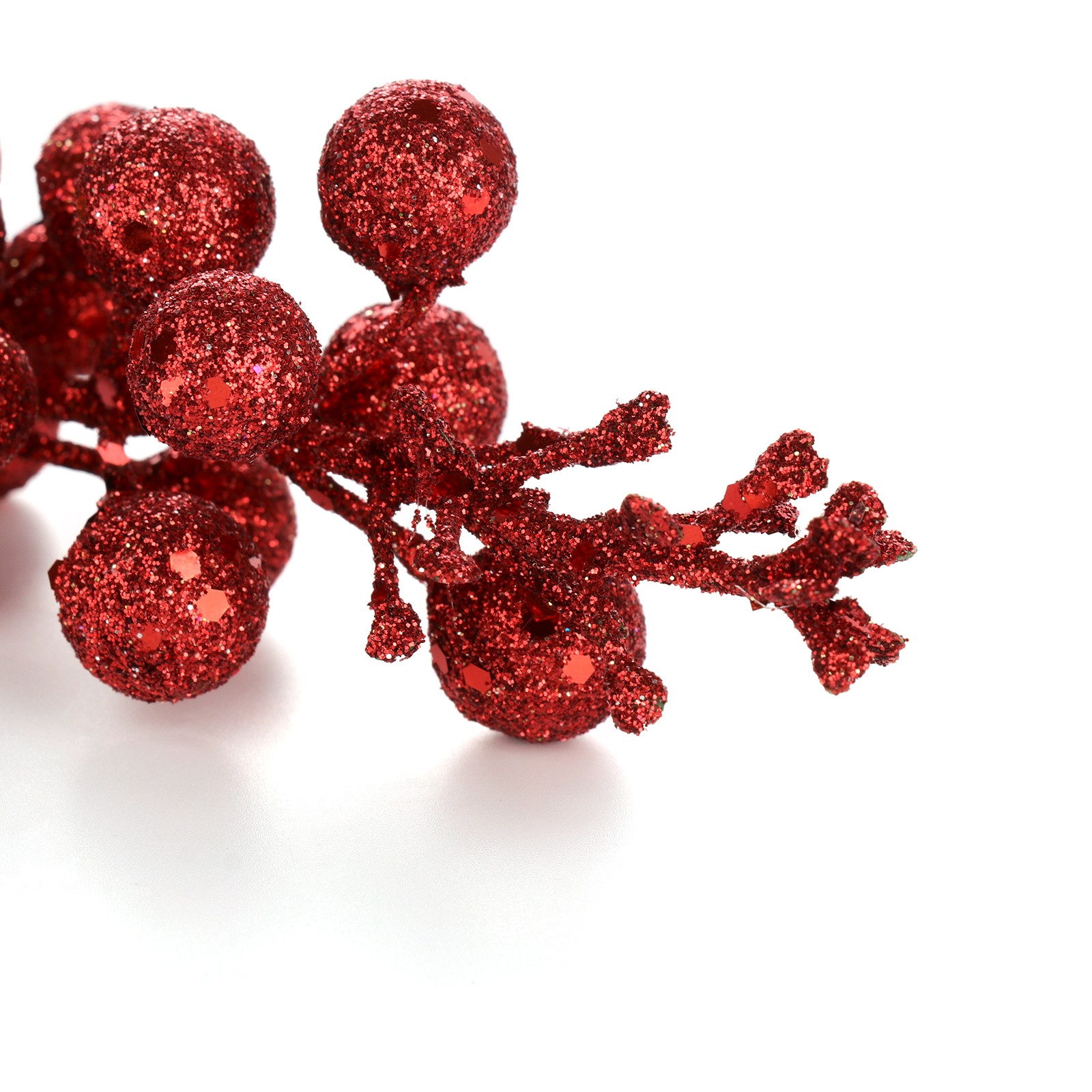 3Pcs Xmas Tree Decoration Berries Shining Sequined Simulated Wreath Rattan