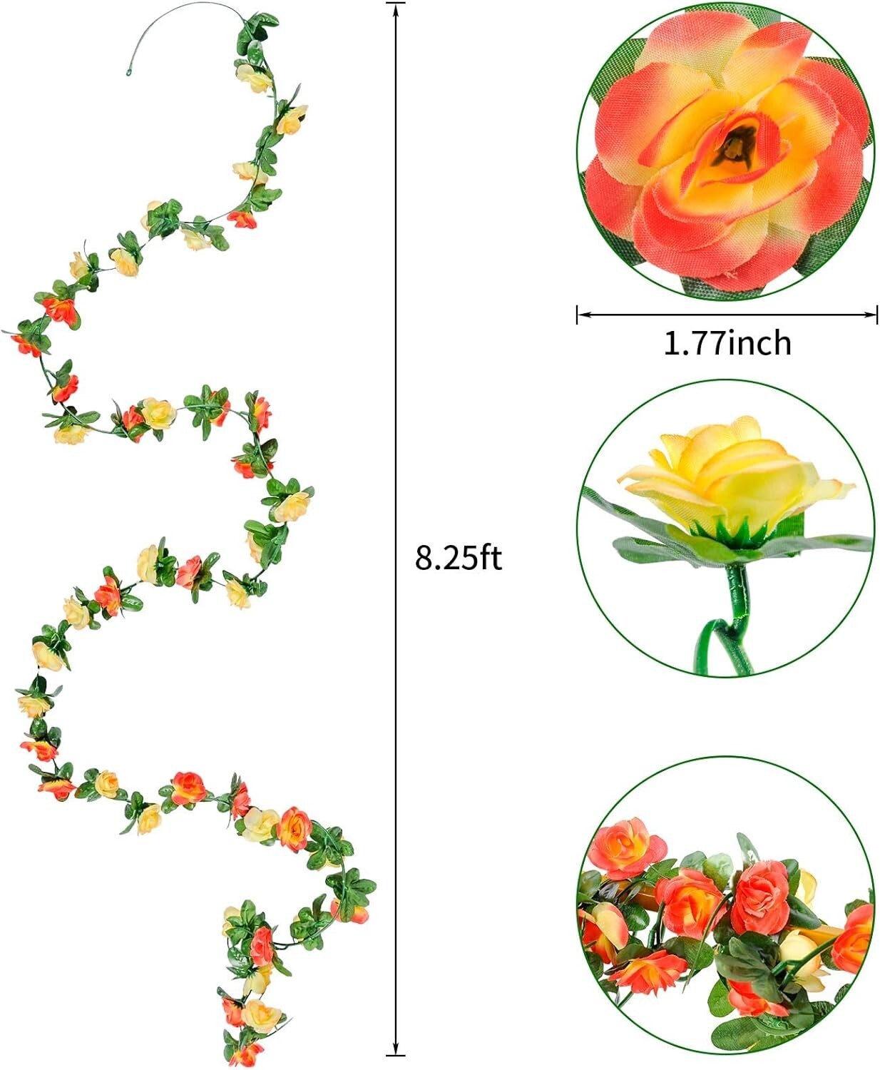 Durable 9 PCS Champagne Flower Garland – Indoor & Outdoor Decorative Solution
