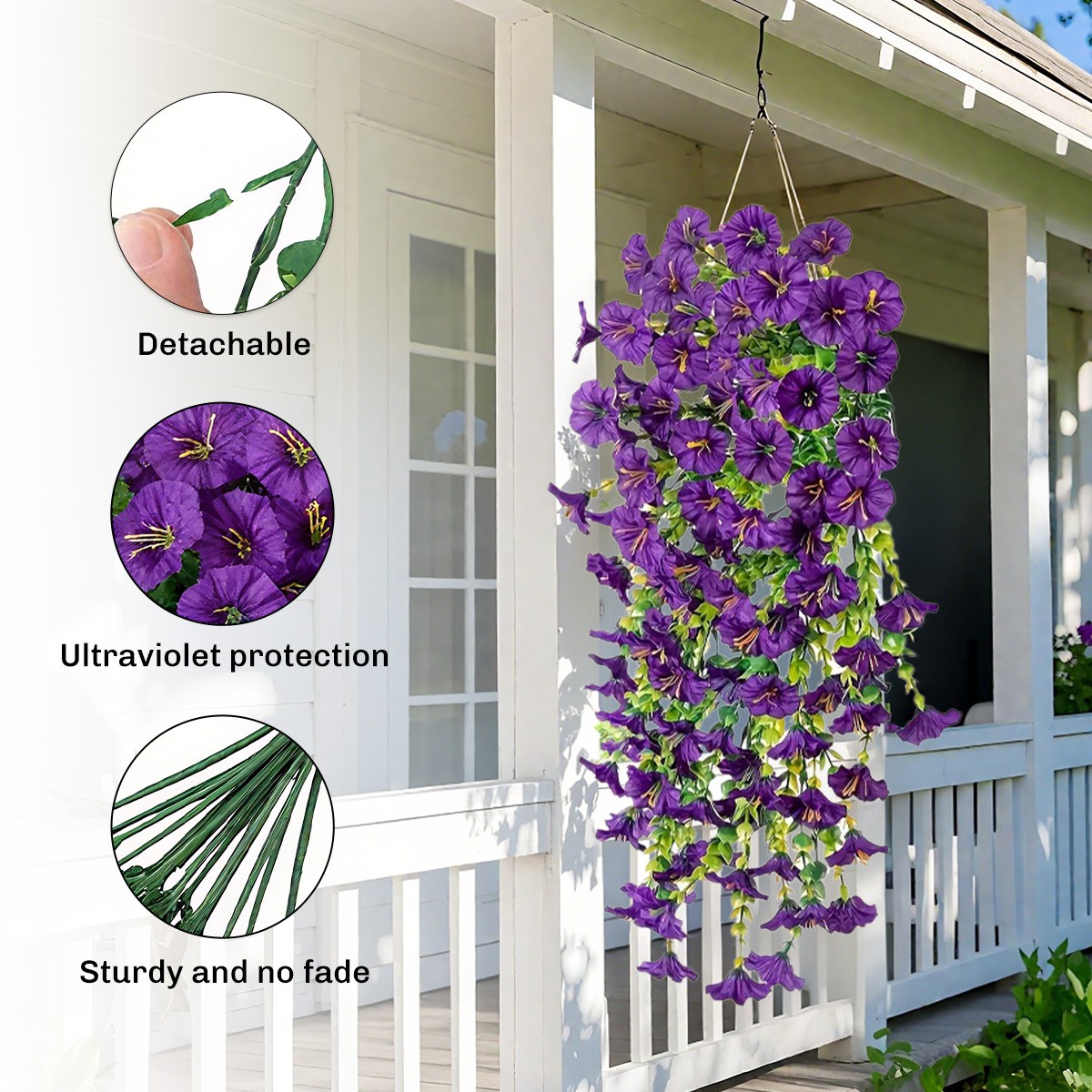4-20PCS Artificial Morning Glory Vines UV Resistant Hanging Flower Outdoor Decor