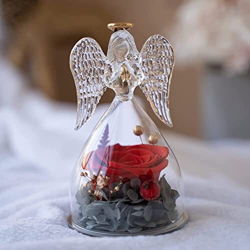 Angel Rose Birthday Gifts for Women Preserved Rose in Glass Angel Figurines G…