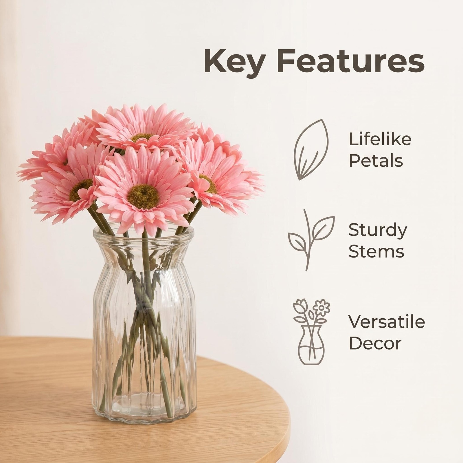 10PCS Artificial Daisy Artificial Flowers Gerbera Daisy Silk Flowers Faux Flo…