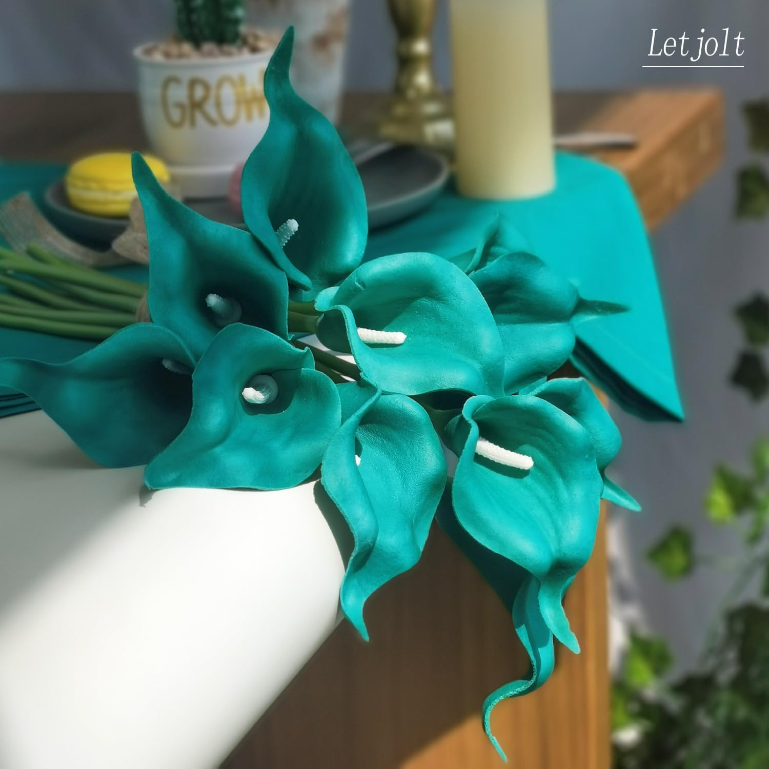 Artificial Calla Lily Teal Flowers for Wedding Bouquet Flower 12Pcs Home Decorat