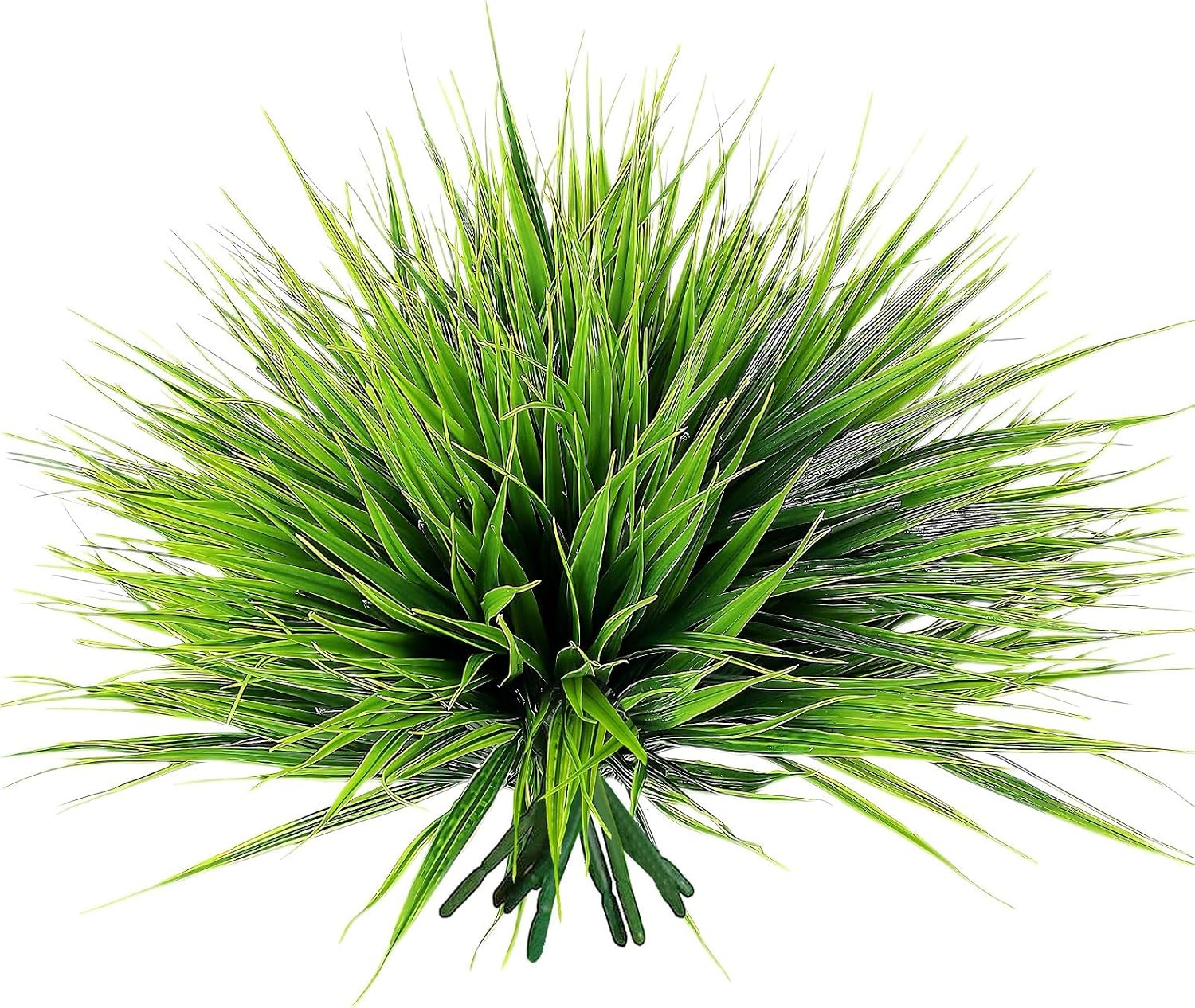 12 Bundles UV Faux Monkey Grass with Flowers, Outdoor Planter Decor US