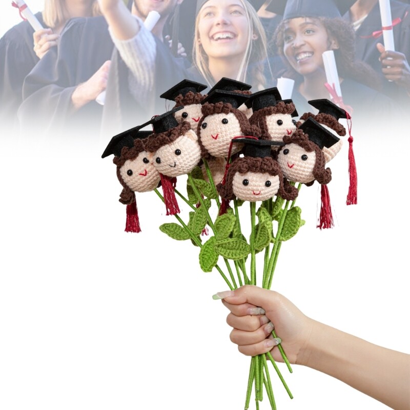 Artificial Flower Hand Crochet Graduation Hat Boy/Girl/Dog Decoration for Event