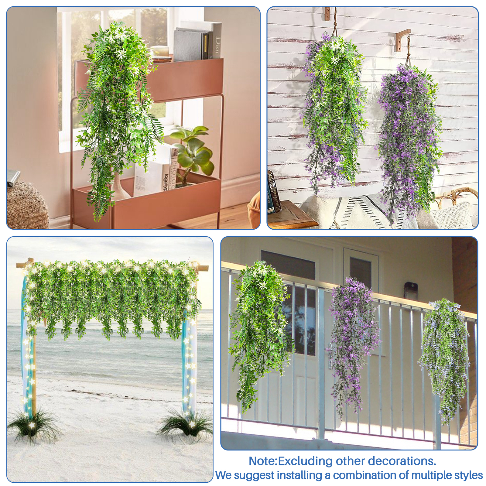 Artificial White Flowers Fake Plant Branches Hanging Decor Outdoor Wedding Home