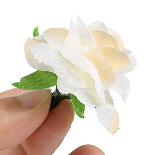 50 Mini Cream White Artificial Roses 1.6 Inch Silk Fake Flower Heads Crafts