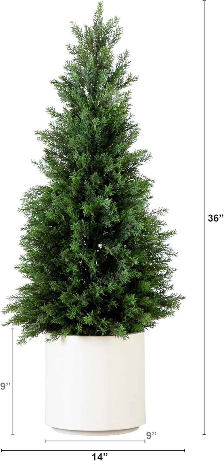 3FT UV Resistant Faux Cedar Tree in White Planter for Indoor/Outdoor Decor