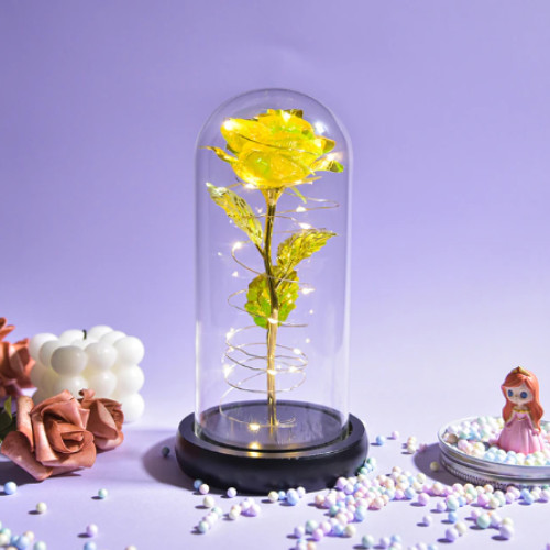 Galaxy glass rose flower with LED light, a gift for the most cherished person