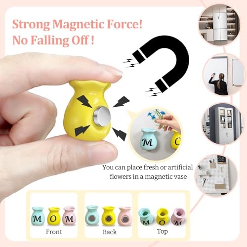Mom Birthday Gifts Mini Vase Magnets for Fridge Cute Tiny Plant Refrigerator