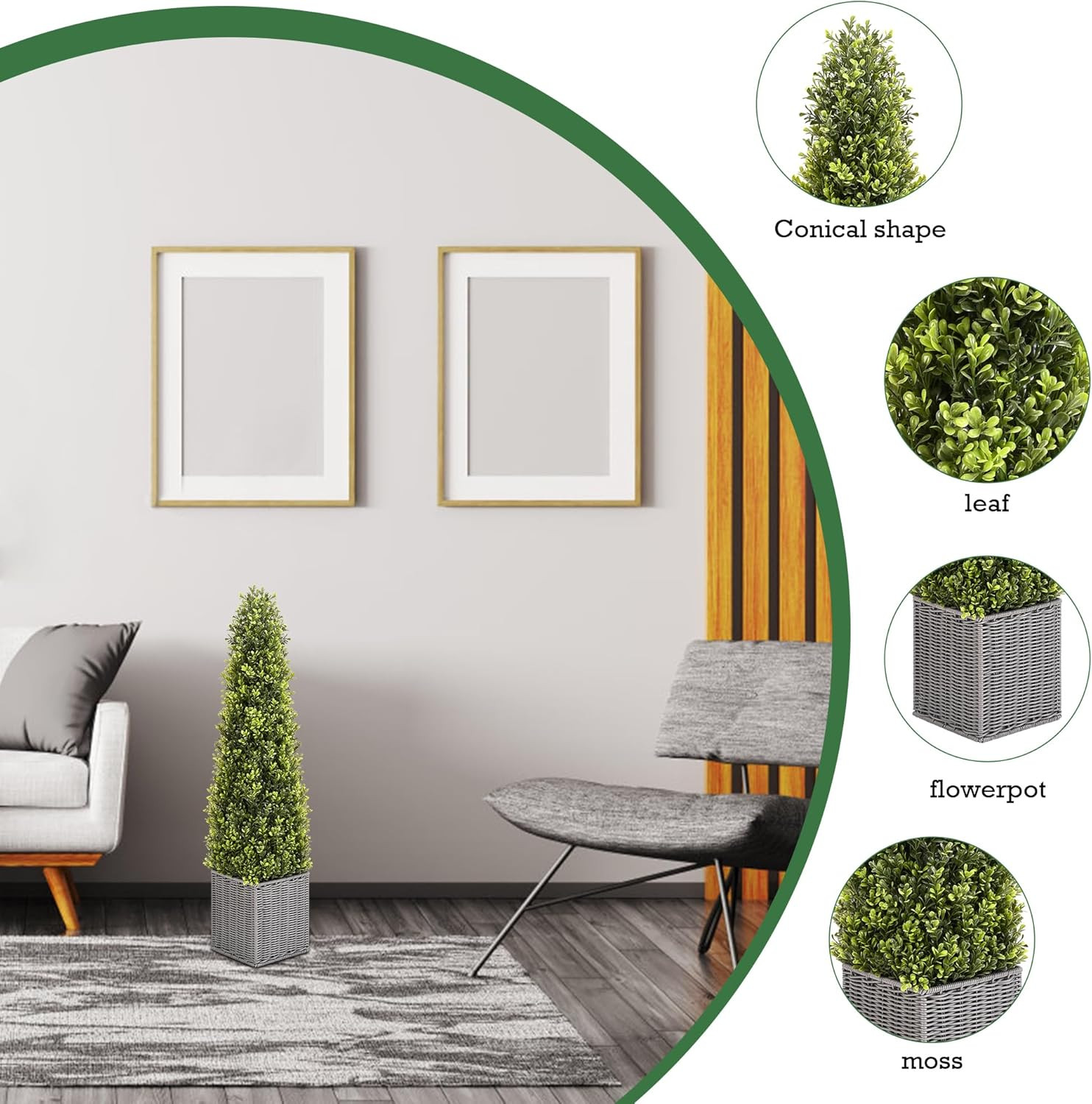 48″ Artificial Boxwood Topiary Tree Set of 2 for Home and Office Decor