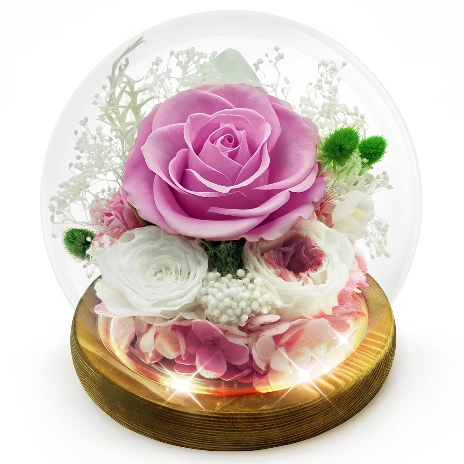 Preserved Rose in Glass Dome Forever Flowers Birthday Gift for Her Special