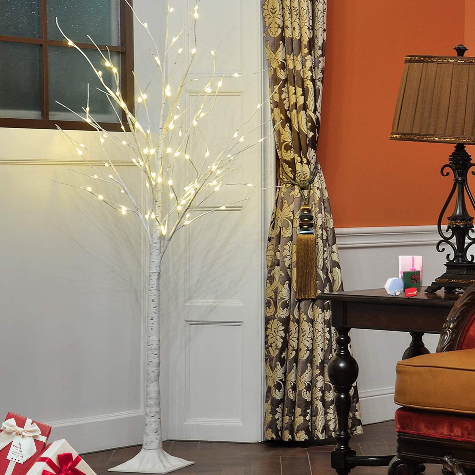 LINKROMAT Lighted Birch Trees, 4FT 5FT 6FT48 56 96LED Prelit Birch Tree with …