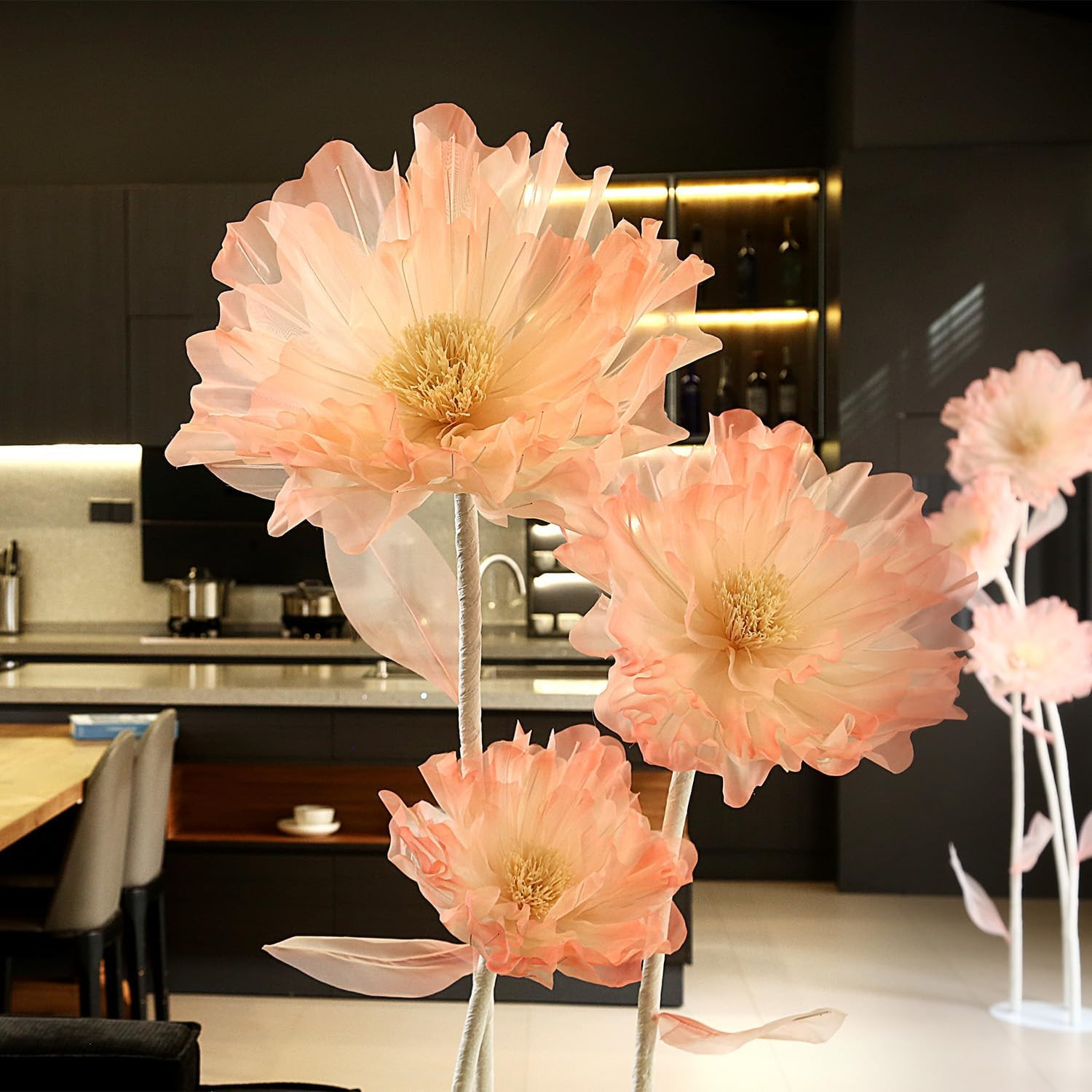 Large Pink Artificial Organza Flower with Base for Weddings & Events