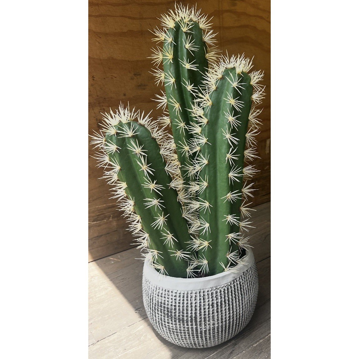 Pure Garden 22in Artificial Potted Cactus Faux Succulent Gray Clay Pot 50-LG1238