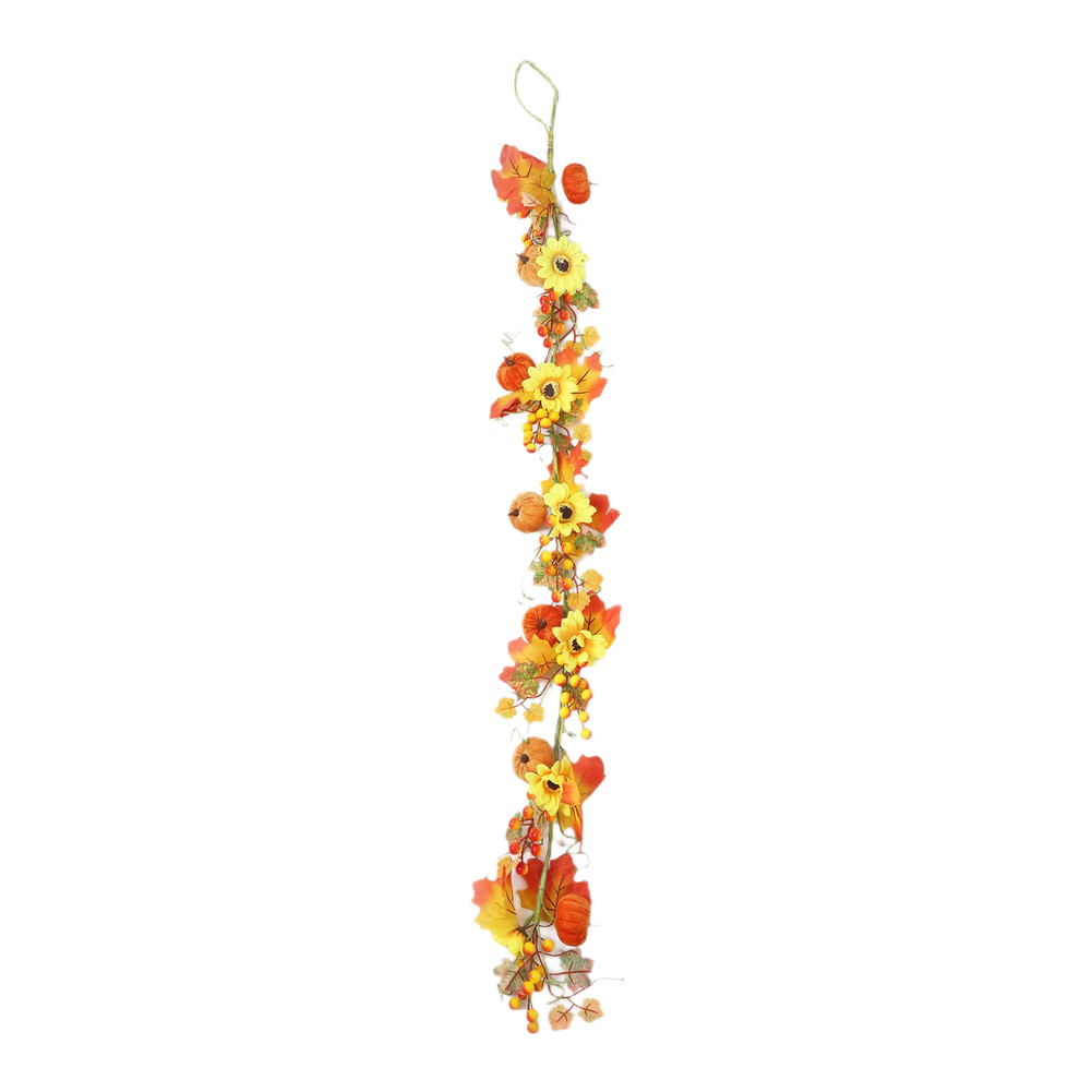 51.18 Inch Decorative Sunflower Pumpkin Garland for Indoor Autumn Display