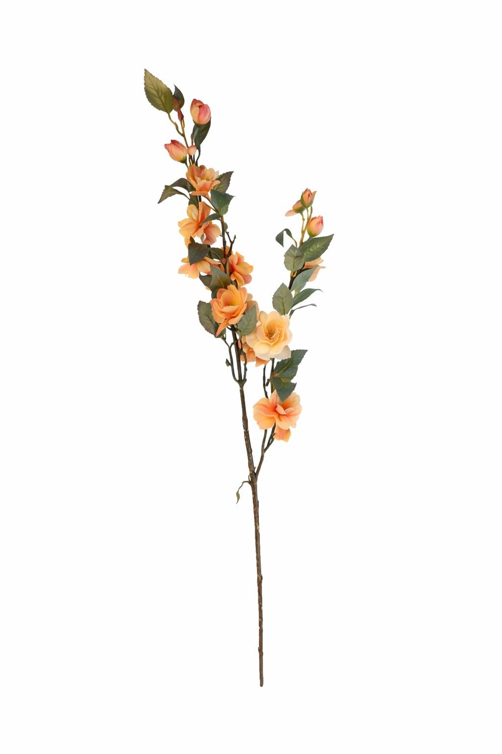 Peach Blossom Stem Artificial Flower Branch 33 Inch Faux Floral Spray Orange Flo